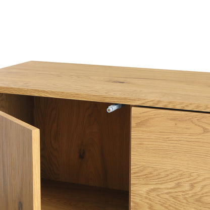 Buffet large Agnes à bords incurvés, 2 portes et 3 tiroirs, naturel