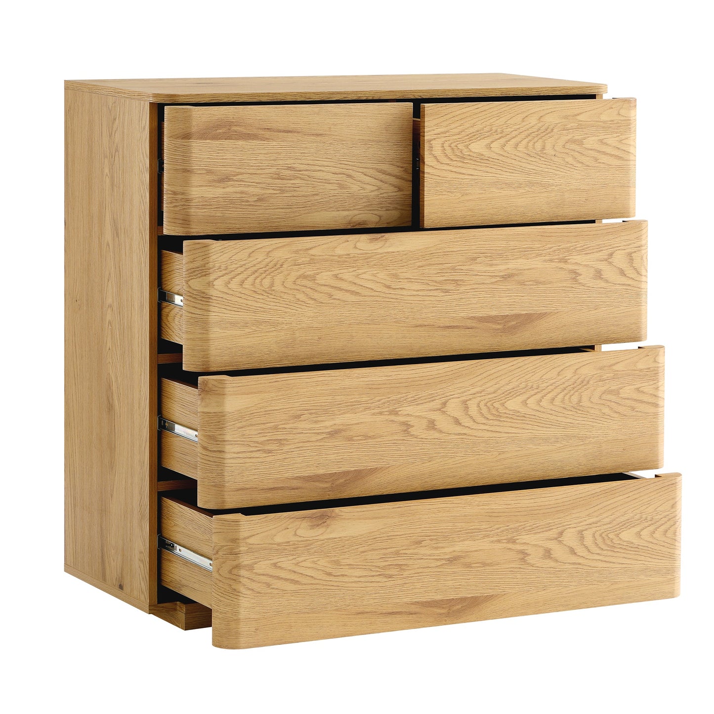 Commode 2 tiroirs sur 3 à bords incurvés Agnes, naturelle