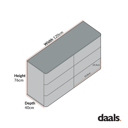 Commode 6 tiroirs à bords incurvés Agnes, naturel