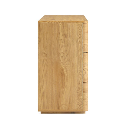 Commode 6 tiroirs à bords incurvés Agnes, naturel