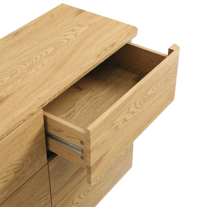 Commode 6 tiroirs à bords incurvés Agnes, naturel