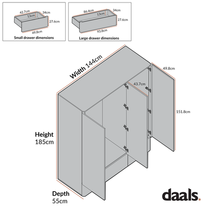 Armoire triple Agnes à bords incurvés, blanc cassé avec plateau en chêne