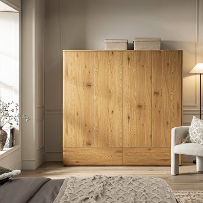 Armoire 4 portes à bords incurvés Agnes, naturel