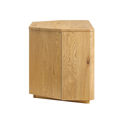 Meuble TV d'angle à bords incurvés Agnes, naturel