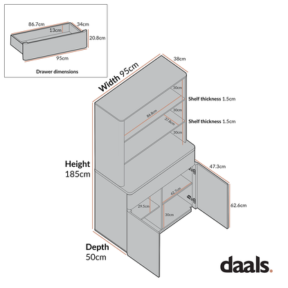 Commode à bords incurvés Agnes, gris tourterelle avec plateau en chêne