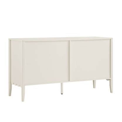 Commode Henley à 6 tiroirs et bords festonnés, 140 cm de large, sable clair