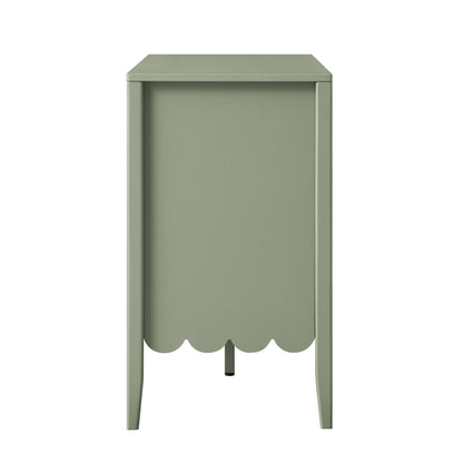 Commode Henley à 6 tiroirs et bords festonnés, 140 cm de large, vert sauge