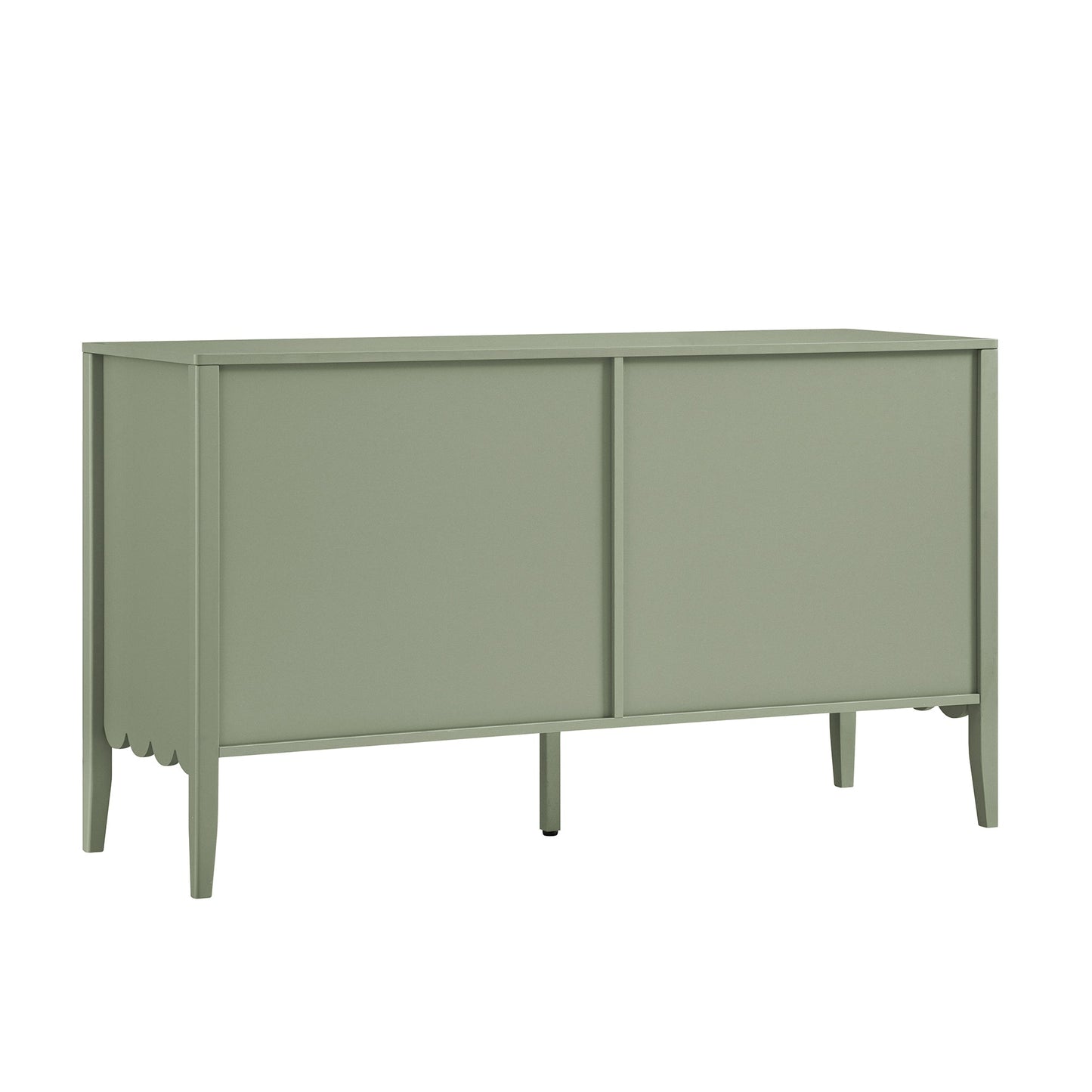 Commode Henley à 6 tiroirs et bords festonnés, 140 cm de large, vert sauge