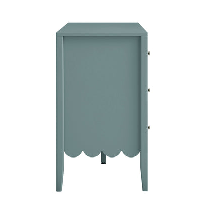 Commode Henley à 6 tiroirs et bords festonnés, 140 cm de large, épicéa bleu