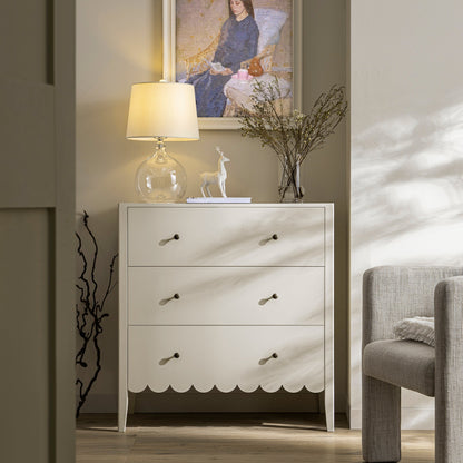 Commode 3 tiroirs à bords festonnés Henley, sable clair