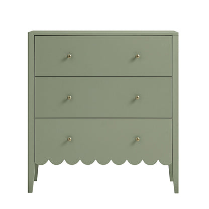 Commode 3 tiroirs Henley à bords festonnés, vert sauge