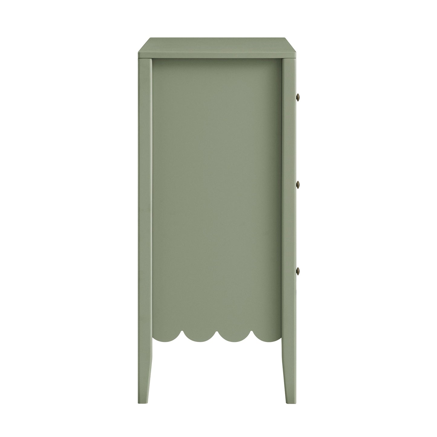 Commode 3 tiroirs Henley à bords festonnés, vert sauge