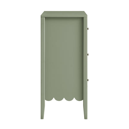 Commode 3 tiroirs Henley à bords festonnés, vert sauge