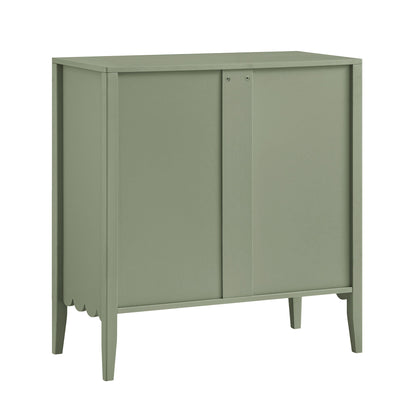 Commode 3 tiroirs Henley à bords festonnés, vert sauge