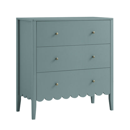 Commode 3 tiroirs à bords festonnés Henley, épicéa bleu