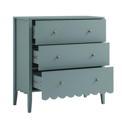 Commode 3 tiroirs à bords festonnés Henley, épicéa bleu