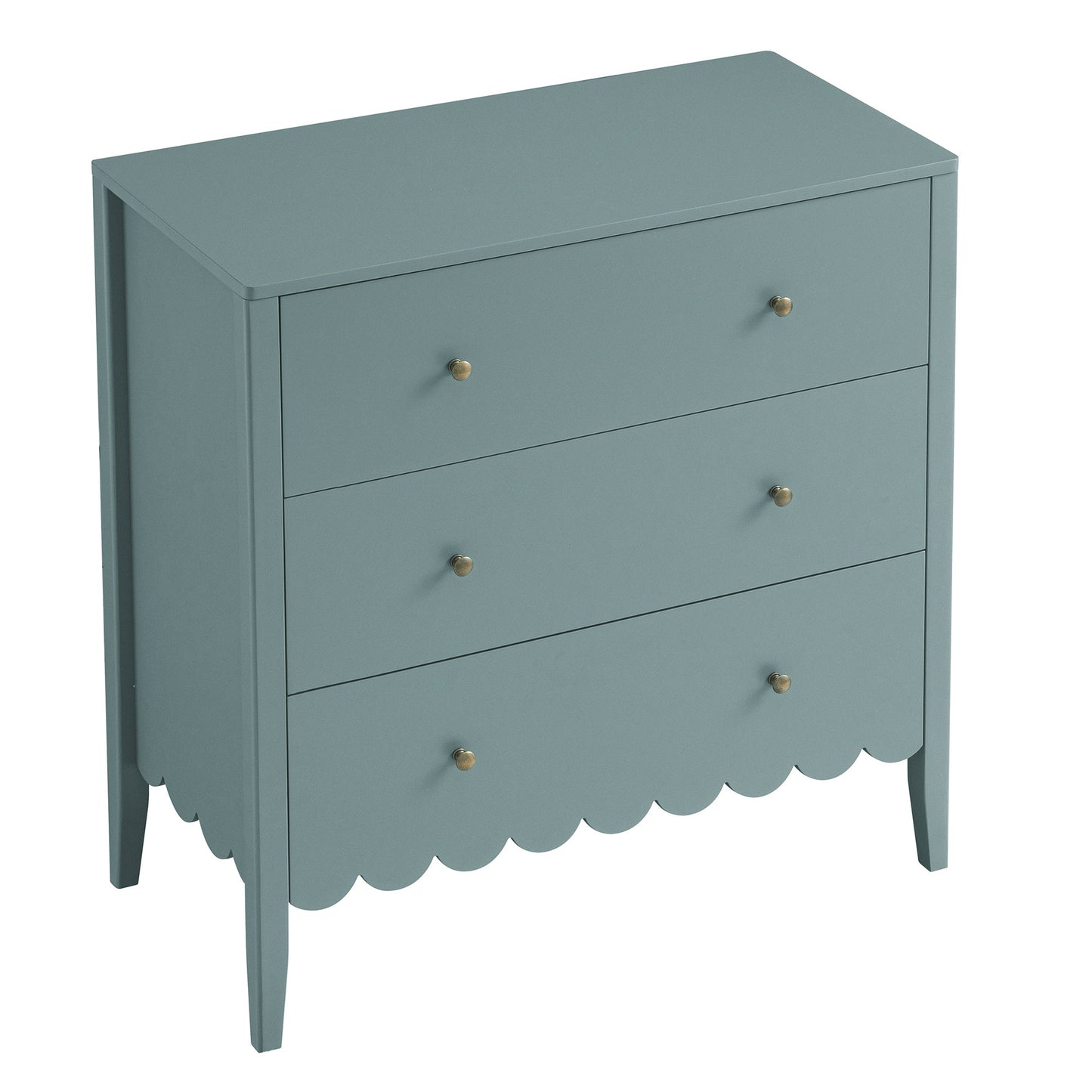 Commode 3 tiroirs à bords festonnés Henley, épicéa bleu