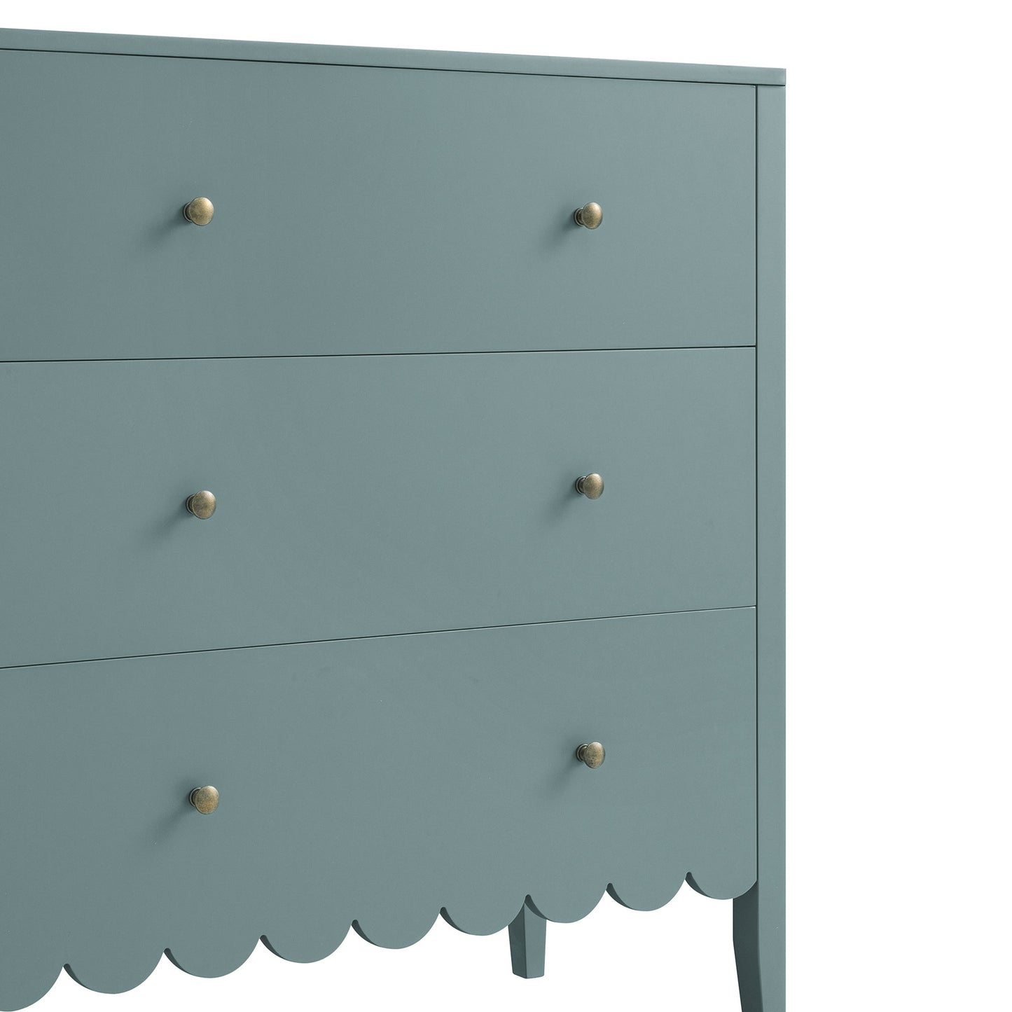 Commode 3 tiroirs à bords festonnés Henley, épicéa bleu