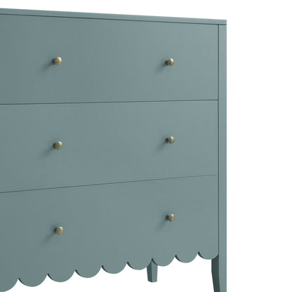 Commode 3 tiroirs à bords festonnés Henley, épicéa bleu