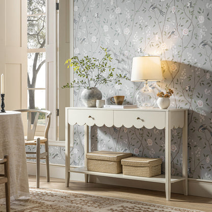 Console Henley à bords festonnés, sable clair