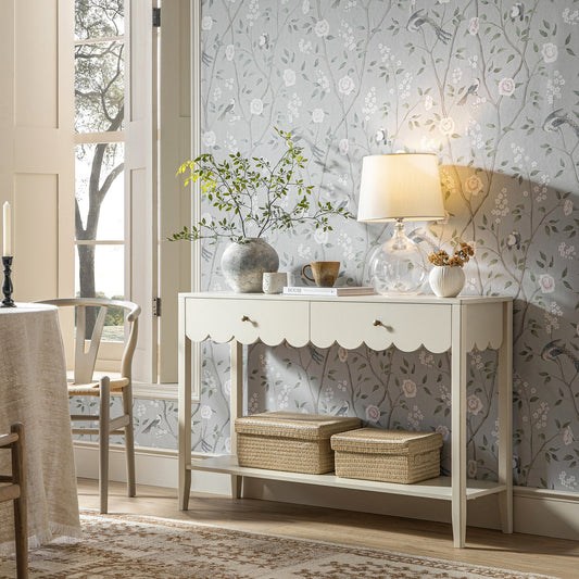 Console Henley à bords festonnés, sable clair