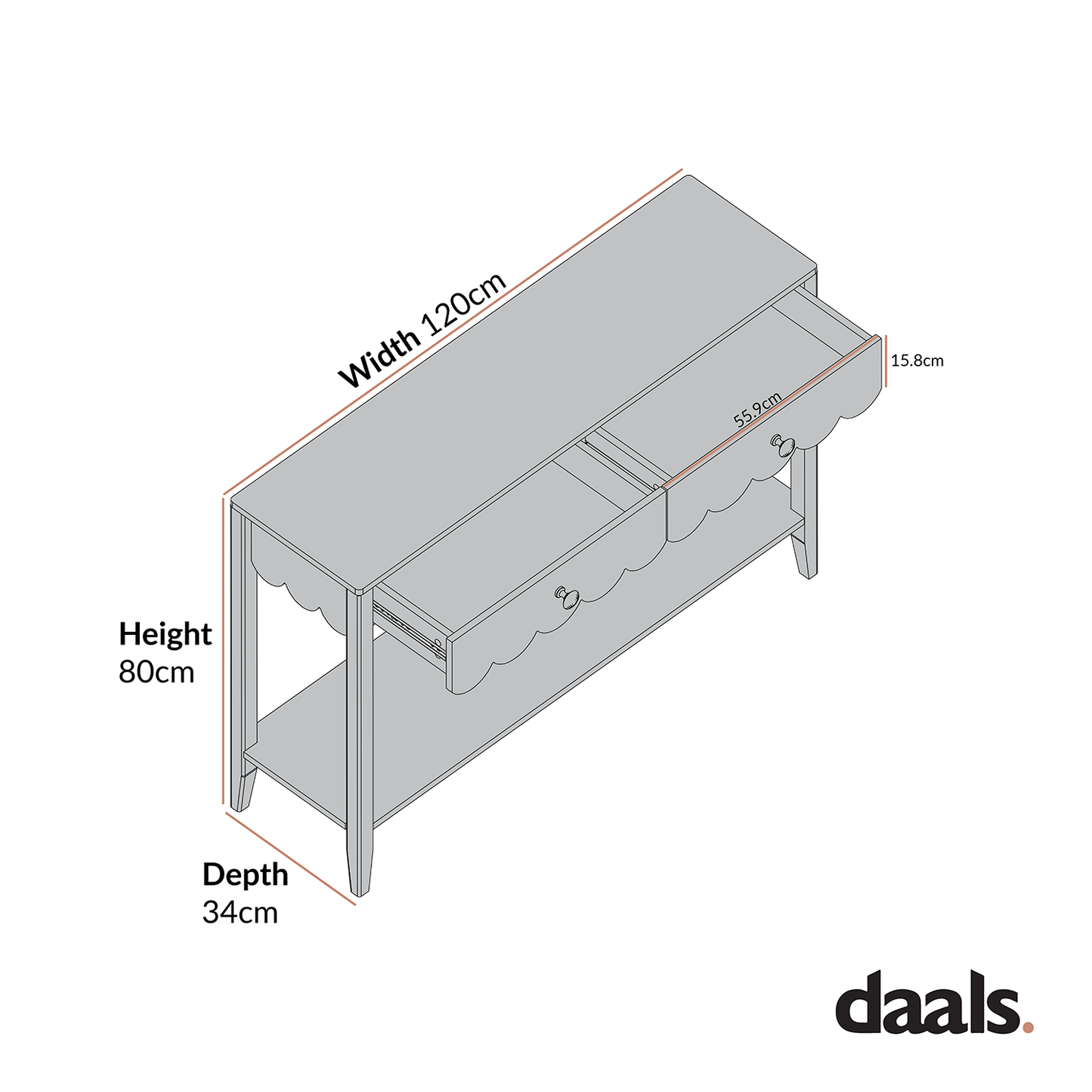 Console Henley à bords festonnés, sable clair