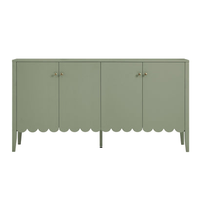 Buffet Henley à bords festonnés, 150 cm de large, vert sauge