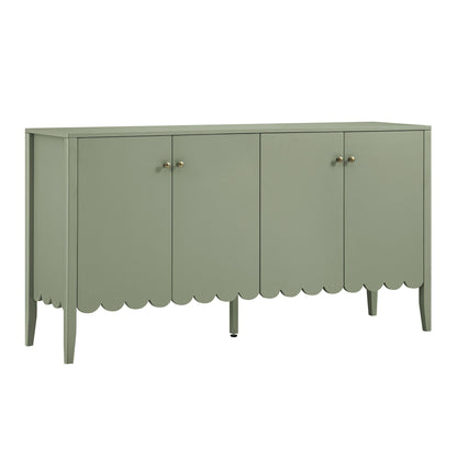 Buffet Henley à bords festonnés, 150 cm de large, vert sauge