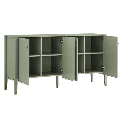 Buffet Henley à bords festonnés, 150 cm de large, vert sauge