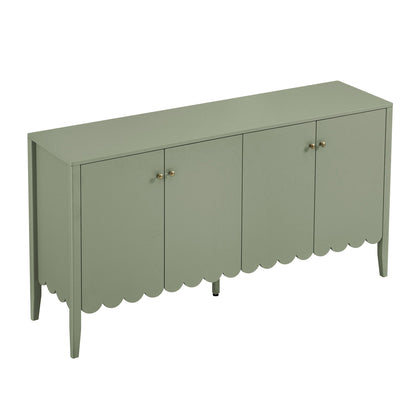 Buffet Henley à bords festonnés, 150 cm de large, vert sauge