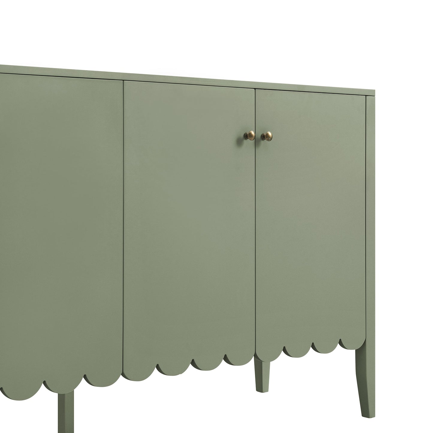 Buffet Henley à bords festonnés, 150 cm de large, vert sauge