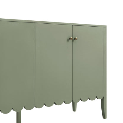 Buffet Henley à bords festonnés, 150 cm de large, vert sauge