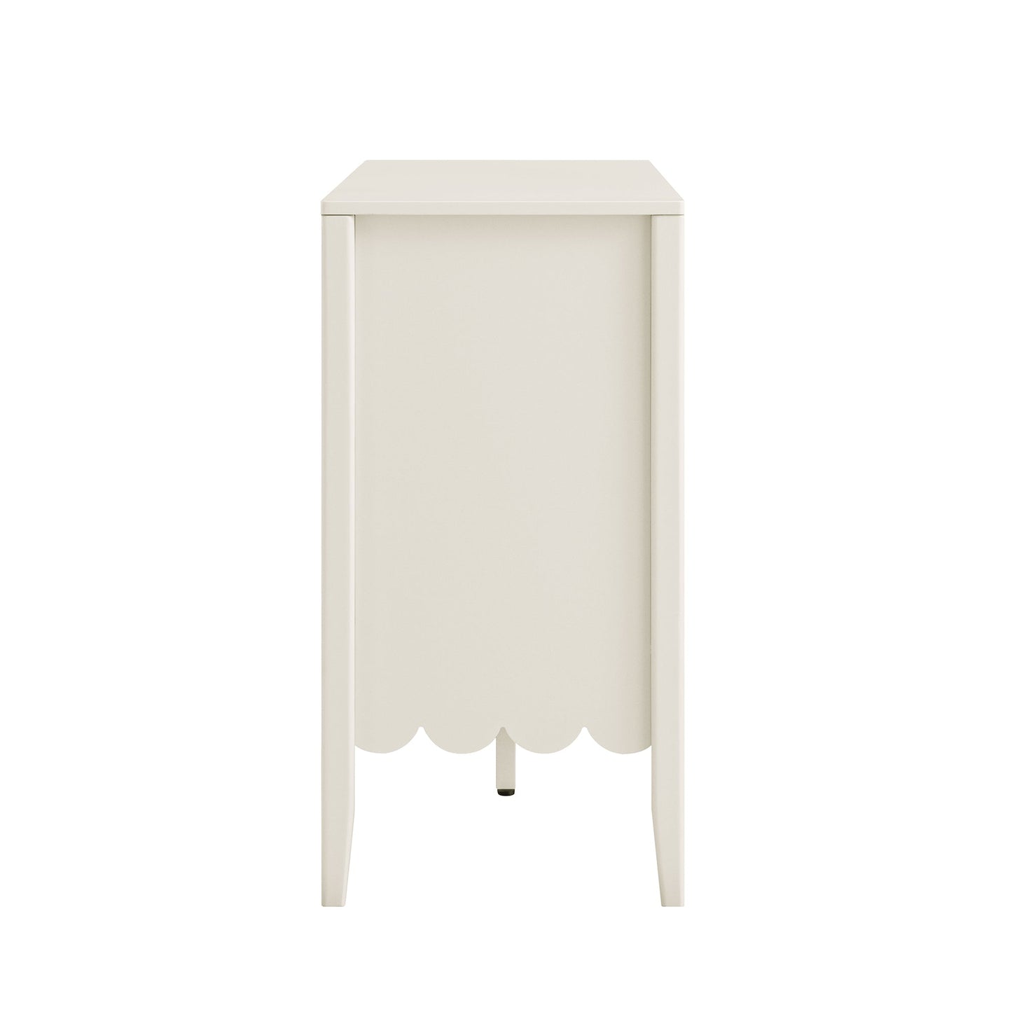 Buffet Henley à bords festonnés, 150 cm de large, avec étagère ouverte, couleur sable clair
