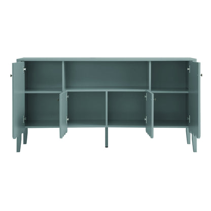 Buffet Henley à bords festonnés, 150 cm de large, avec étagère ouverte, épicéa bleu