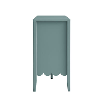 Buffet Henley à bords festonnés, 150 cm de large, avec étagère ouverte, épicéa bleu