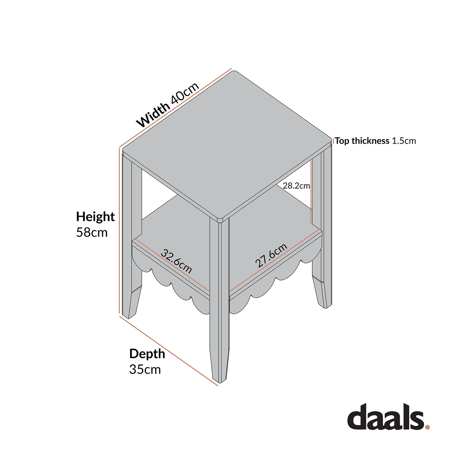 Table d'appoint à bords festonnés Henley, sable clair