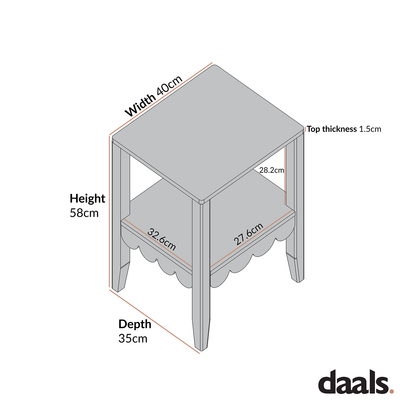 Table d'appoint à bords festonnés Henley, sable clair