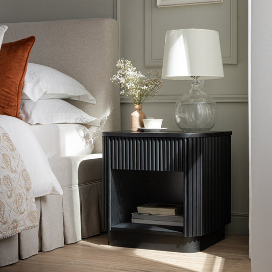 Table de chevet Maru à 1 tiroir, noire