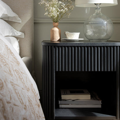 Table de chevet Maru à 1 tiroir, noire