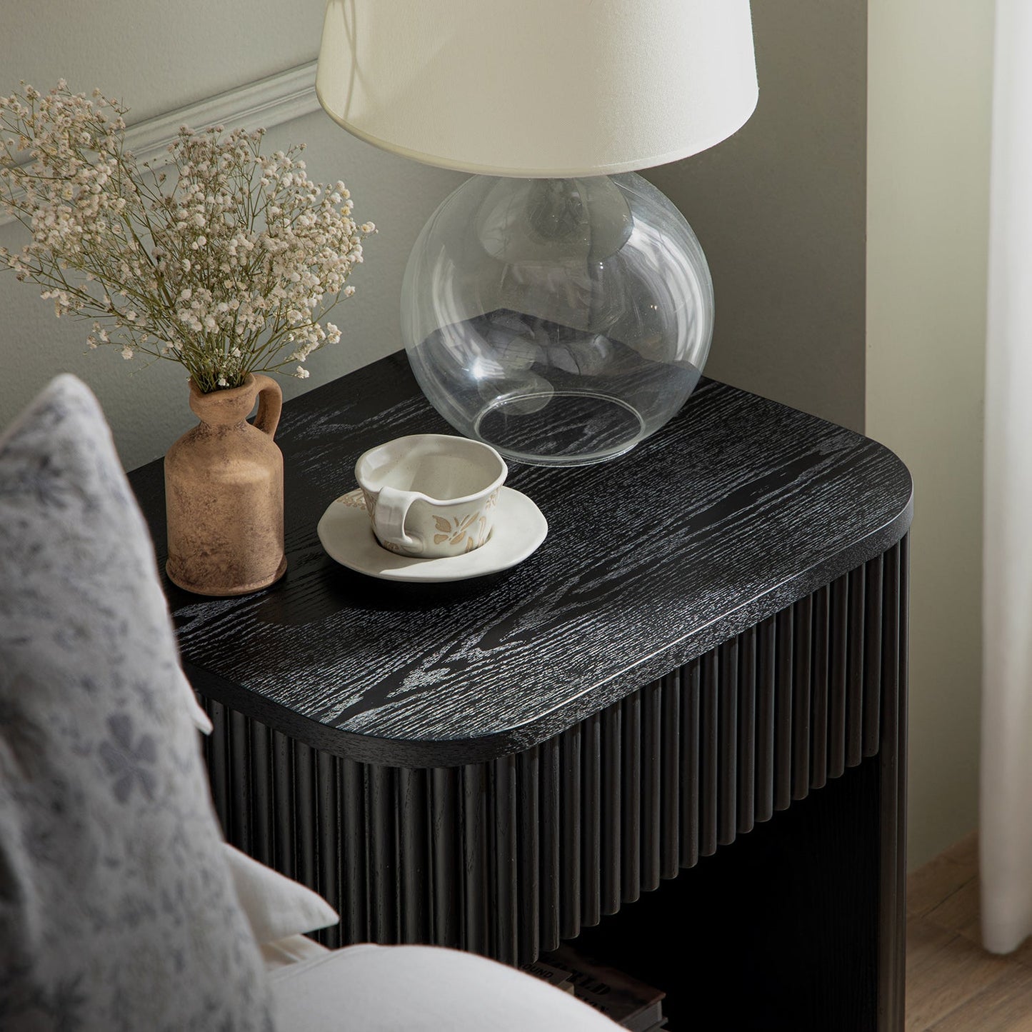 Table de chevet Maru à 1 tiroir, noire