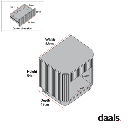 Table de chevet Maru à 1 tiroir, vert sauge