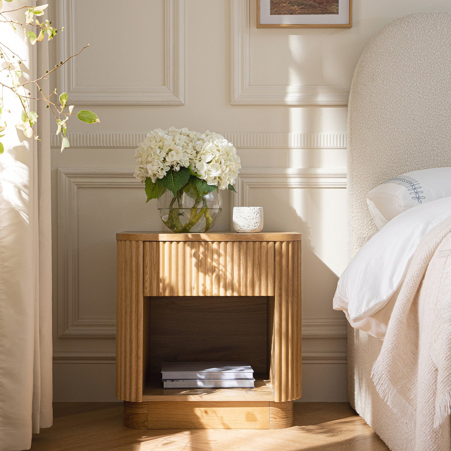 Table de chevet Maru à 1 tiroir, chêne