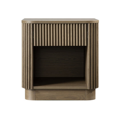 Table de chevet Maru à 1 tiroir, chêne argenté