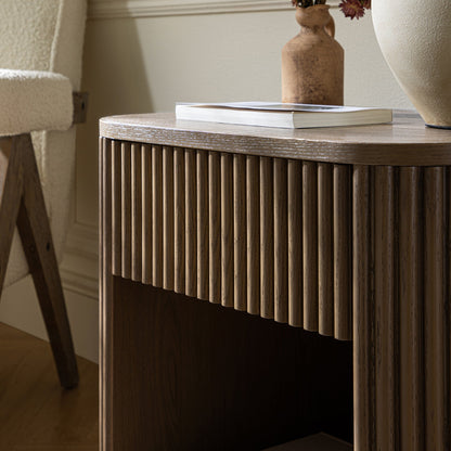 Table de chevet Maru à 1 tiroir, chêne argenté