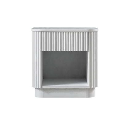 Table de chevet Maru à 1 tiroir, blanc délavé