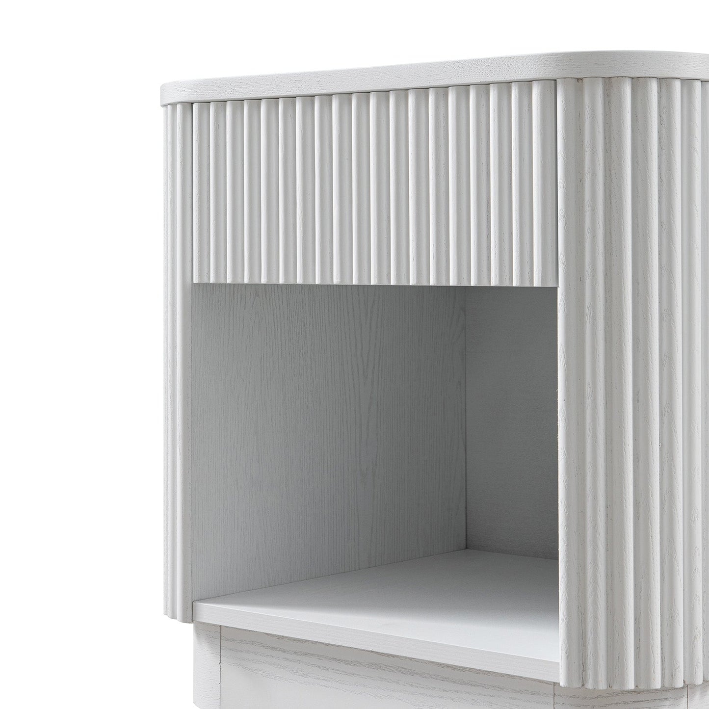 Table de chevet Maru à 1 tiroir, blanc délavé