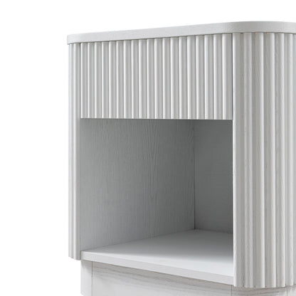 Table de chevet Maru à 1 tiroir, blanc délavé