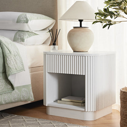 Table de chevet Maru à 1 tiroir, blanc délavé