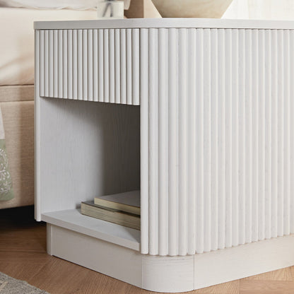 Table de chevet Maru à 1 tiroir, blanc délavé