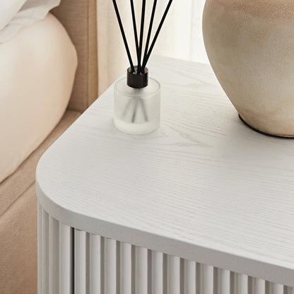 Table de chevet Maru à 1 tiroir, blanc délavé